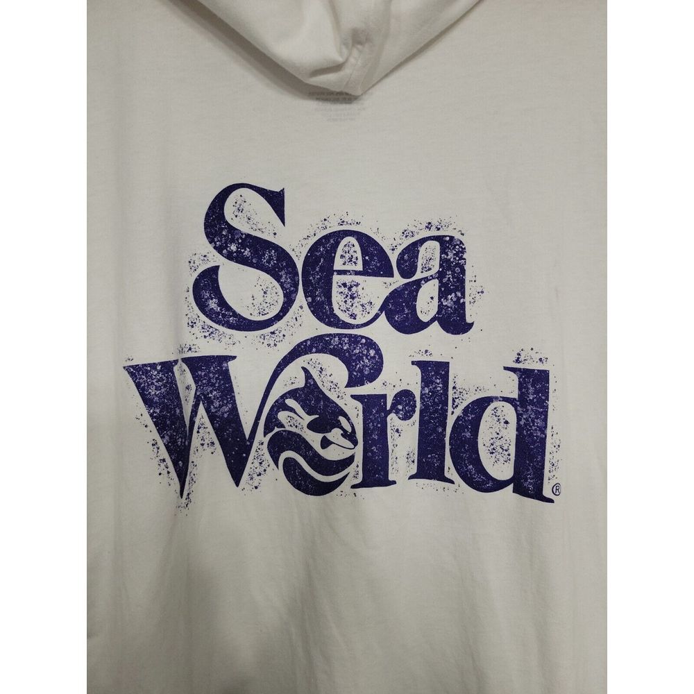 Sea World Women's Sweater Size XL Cropped White Hooded - Picture 4 of 5